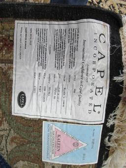 Capel Inc. Black/Cream 100% Wool Pile Floor Rug Ornate Scalloped/Leaf/Wave Pattern