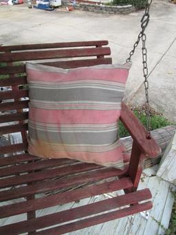 47" W Red Wooden Porch Bench w/ Chains