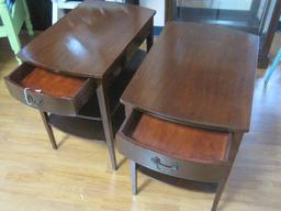 Pair - Mersman Mahogany Dovetail Drawer End Tables