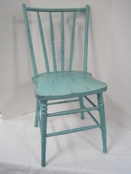 Spindle Curved Back Chair Teal Antiqued Finish