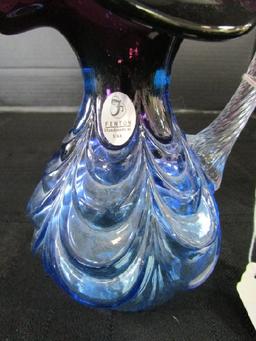 Fenton Honor Collection Art Glass Pitcher Blue-To-Purple