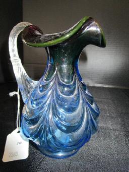 Fenton Honor Collection Art Glass Pitcher Blue-To-Purple