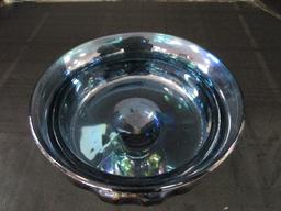 Indiana Glass Style Raised/Footed Trinket Bowl Iridescent