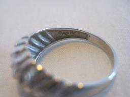 Stamped Ma 10k Ribbed Design Ladies Ring Attributed to Michael Anthony