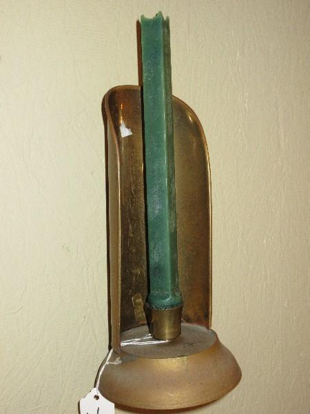 Colonial Style Brass Patina Wall Sconce/Table Candle Holder w/ Reflector