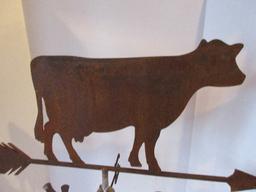 Wrought Iron Figural Cow Weather Vane w/ Directionals