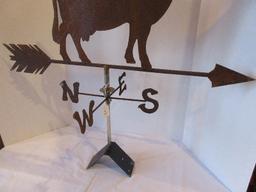 Wrought Iron Figural Cow Weather Vane w/ Directionals