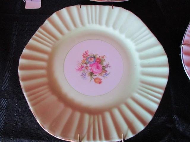 Foley Bone China Made in England Wall Mounted Décor Plates 4, Green/Yellow/Pink