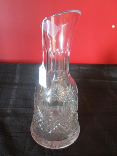 Full Lead Crystal Wedgwood Pitcher Pineapple Cut Pattern, Ribbed Neck, Star-Cut Base