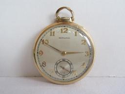 Vintage Hamilton Watch Co. Keystone 14K Gold Filled Pocket Watch w/ Second Hand Inscribed