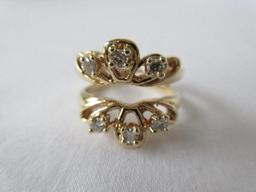 Ladies Ring Jacket 14 Karat Yellow-Gold Six Natural Round Brilliant Cut Diamonds