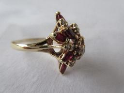 Ladies 14K Yellow Gold Ruby & Diamond Fashion Ring