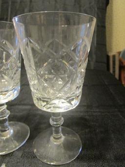 6 Cross-Cut Crystal Glass Goblets