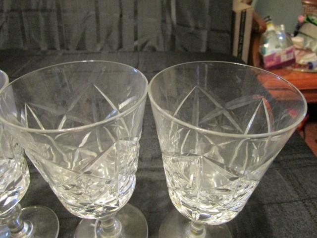 6 Cross-Cut Crystal Glass Goblets