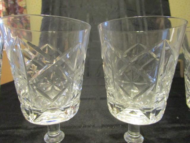 6 Cross-Cut Crystal Glass Goblets