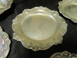 Set - 7 Gorham Sterling Plate w/ Ornate Carved Trim Hollowware Design