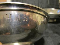 Set - 5 HMS Medusa/Lion/Champion Pewter Finger Mess Bowls
