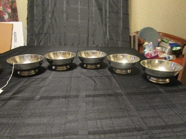 Set - 5 HMS Medusa/Lion/Champion Pewter Finger Mess Bowls