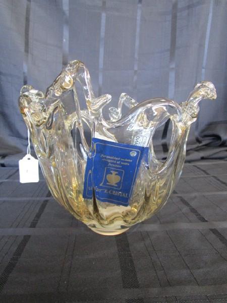 Murano White Cristal Art Glass Bowl Hand Made in England