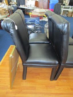 4 Black Leather Dining Chairs Upholstered Straight Legs