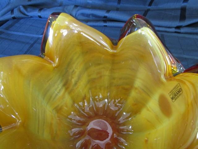 Murano Orange/Amber Art Glass Bowl Hand Made