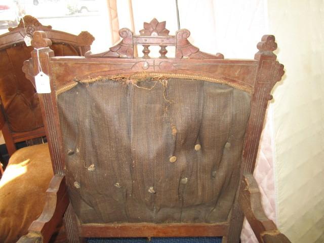 Vintage/Antique Wooden Arm Chair Eastlake Revival Style, Clover Finials