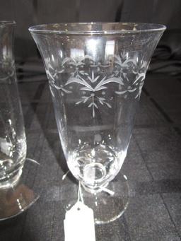 4 Etched Glass Pilsner Glasses