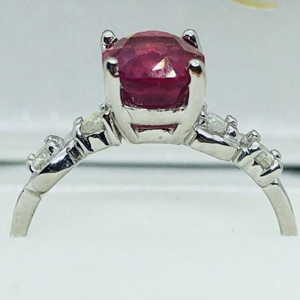 10K White Gold Ruby 1.7ct Diamond 0.22ct Ring