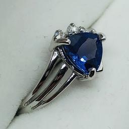 10K White Gold Tanzanite 1.1ct Diamond 0.05ct Ring