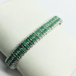 Silver Emerald 12ct Bracelet