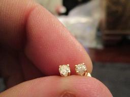 Pair - 14k Italy Stamped Diamond Pin-Back Earrings