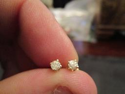 Pair - 14k Italy Stamped Diamond Pin-Back Earrings