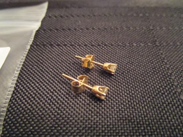 Pair - 14k Italy Stamped Diamond Pin-Back Earrings