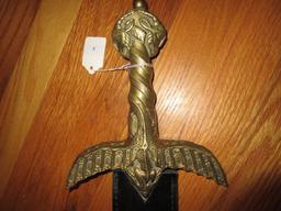 Broadsword w/ Ornate Dragon Design Brass Hilt/Handle/Pommel