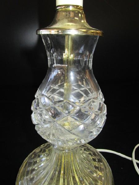 Crystal Glass Body Scalloped/Diamond Cut Wide Body Base Lamp