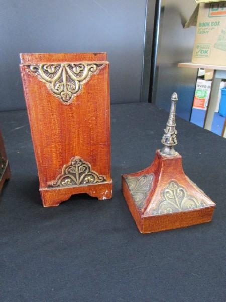 Pair - Ornate/Curled Motif Flour/Spice Containers Gilted w/ Lids