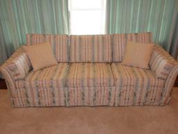 Traditional Formal Sofa w/ 2 Accent Pillows & Pleated Skirt Trim