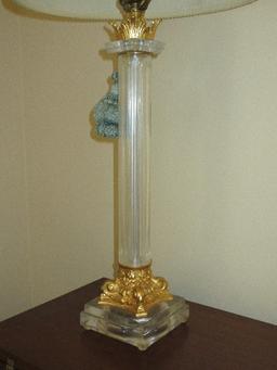 Magnificent Grecian Column Design Crystal  w/ Gilted Resin Accent on Plinth Base