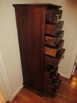 Indonesian Mahogany Lingerie 10 Drawer Chest w/ Brass Pulls