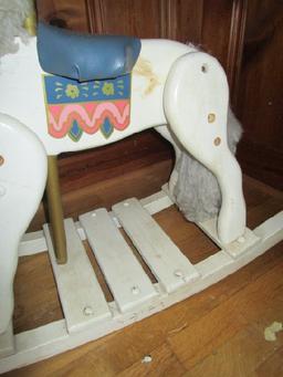 Vintage White Wooden Rocking Horse Carousel Design