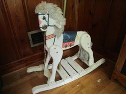 Vintage White Wooden Rocking Horse Carousel Design