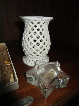Candle Lot - Lattice Candle Holder Ceramic, Star Glass Votive Candle Holder
