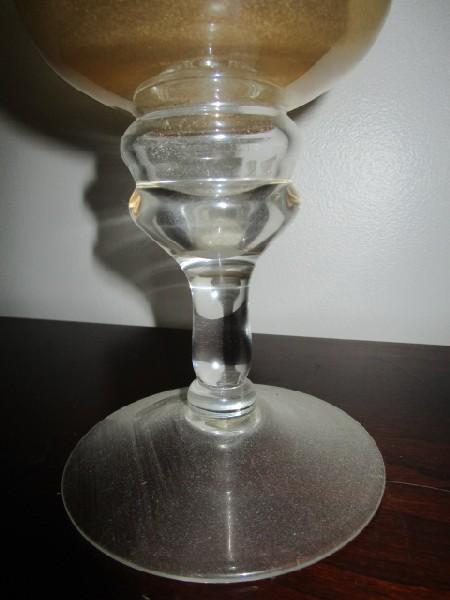 Pair - Amber Tulip Glass Candle Holders Tall w/ Scalloped Stem