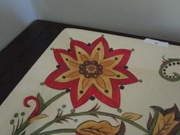 Pier 1 Imports Ceramic Tray Red/Yellow Floral Motif