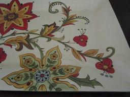 Pier 1 Imports Ceramic Tray Red/Yellow Floral Motif