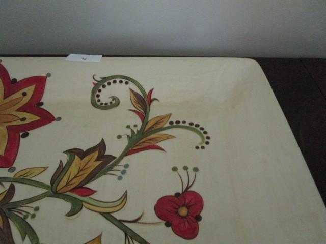 Pier 1 Imports Ceramic Tray Red/Yellow Floral Motif