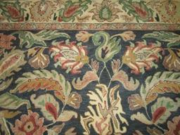 Blue Ornate Floral Pattern Floor Rug Hand Tufted 100% Wool Pile