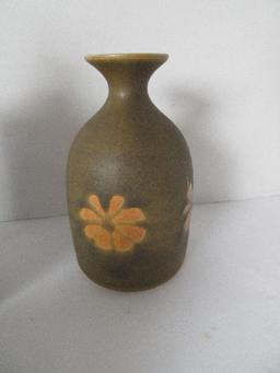 Lot - Pottery Bud 5 1/2" Vase Embossed Flower Pattern