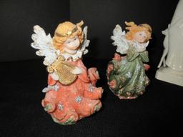 Lot - Artmark Ceramic St. Francis of Assisi Statuette 15" & 4 Resin Angelio Cherub Figurines 5"