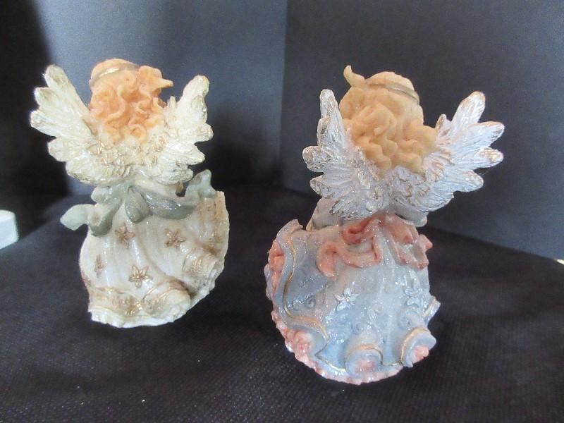 Lot - Artmark Ceramic St. Francis of Assisi Statuette 15" & 4 Resin Angelio Cherub Figurines 5"